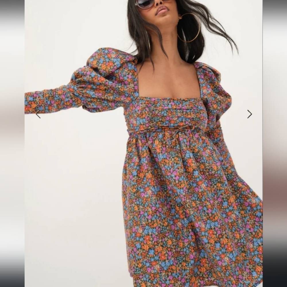 🍋 For Love & Lemons Brittany Mini Dress Floral Print Mini NWT - Picture 8 of 12